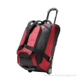red travelling duffel travel bag on wheels